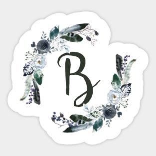 Floral Monogram B Dark Bohemian Flora Sticker